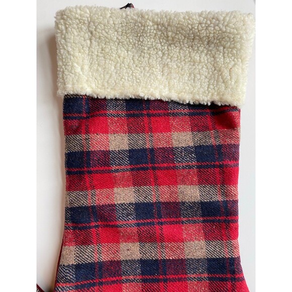 Set of 2 Plaid Christmas Stockings with Sherpa Cuff - Picture 2 of 5